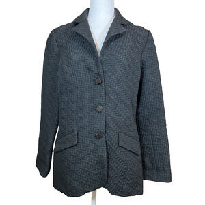 Women's Artisan Black Blazer L Textured Green Satin Lining Artsy Classy Event